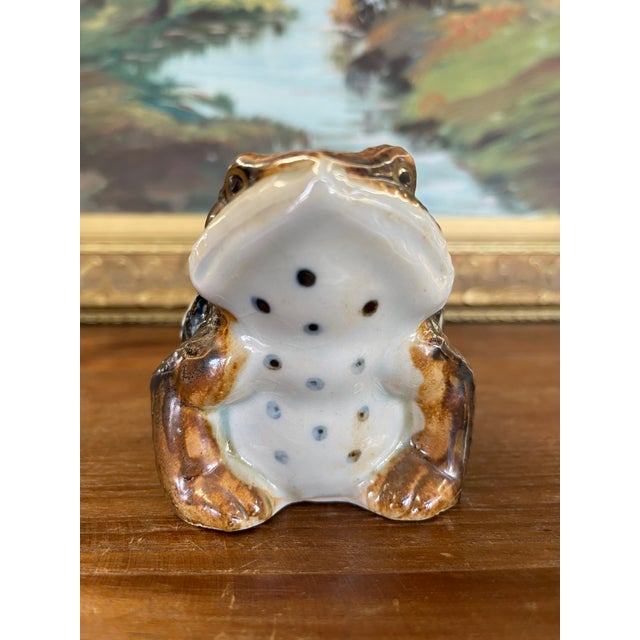 Ceramic Likely Antique Japanese Meiji Period Glazed Ceramic Toad Sculpture. For Sale - Image 7 of 9