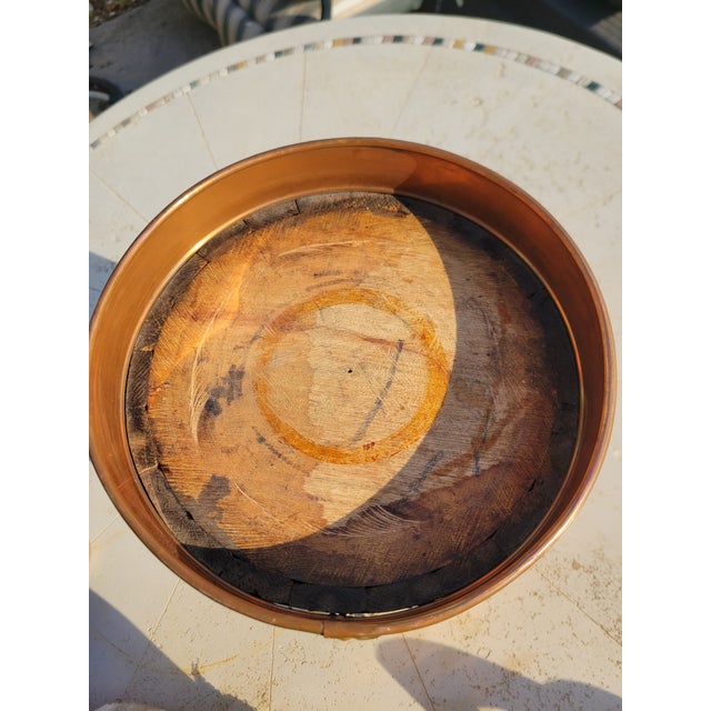 American Vintage Oak & Copper Firewood Bucket For Sale - Image 3 of 6