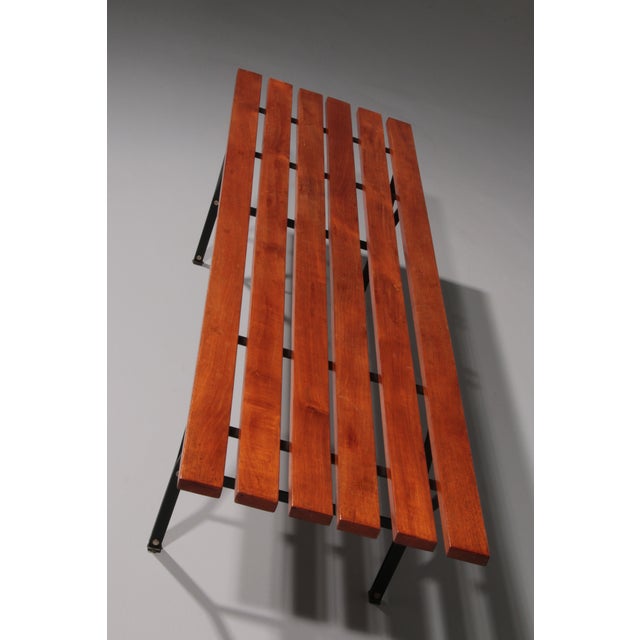 Mid-Century Italian Bench in Wood and Black Metal, 1960s For Sale - Image 15 of 16