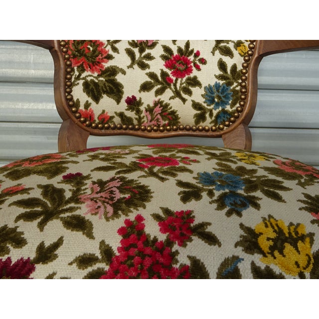 1950s Louis XV Convertible Armchair with Brocade Fabric, 1950s For Sale - Image 5 of 18