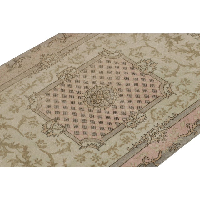 Rug & Kilim 1960s Vintage Distressed Rug in Pink and Beige-Brown Floral Patterns For Sale - Image 4 of 8