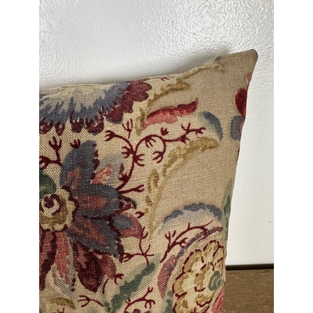 Printed Linen Floral Pillow For Sale - Image 4 of 7