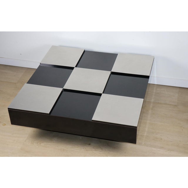 1970s Vintage Coffee Table in Lacquered Wood and Aluminum, 1970s For Sale - Image 5 of 16