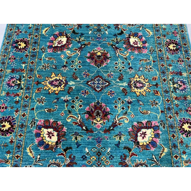 Turquoise Turquoise Sultani Persian Style Floral Area Rug - 4' X 6' For Sale - Image 8 of 11