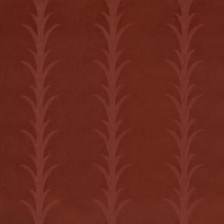 Sample - Schumacher Acanthus Stripe Velvet Fabric In Terracotta For Sale