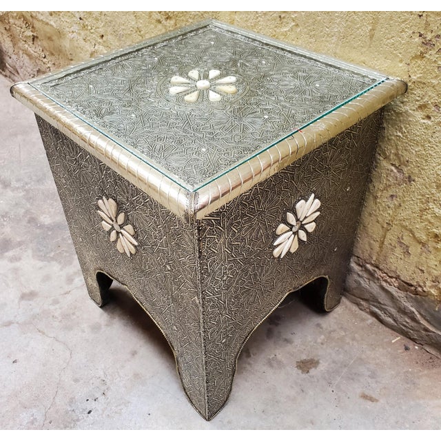 Moroccan Handcrafted Moroccan Metal Accent Table For Sale - Image 3 of 6