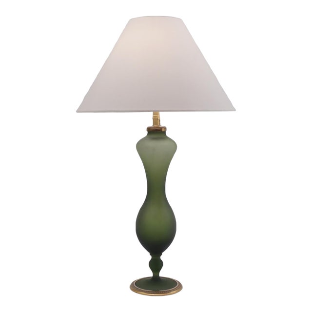 1890's French Art Nouveau Baccarat Style Satin Glass & Ormolu Antique Table Lamp - Rewired For Sale