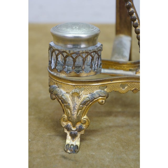 Antique French Napoleon III Neoclassical Gilt Bronze Vanity Mirror Watch Stand For Sale - Image 4 of 18