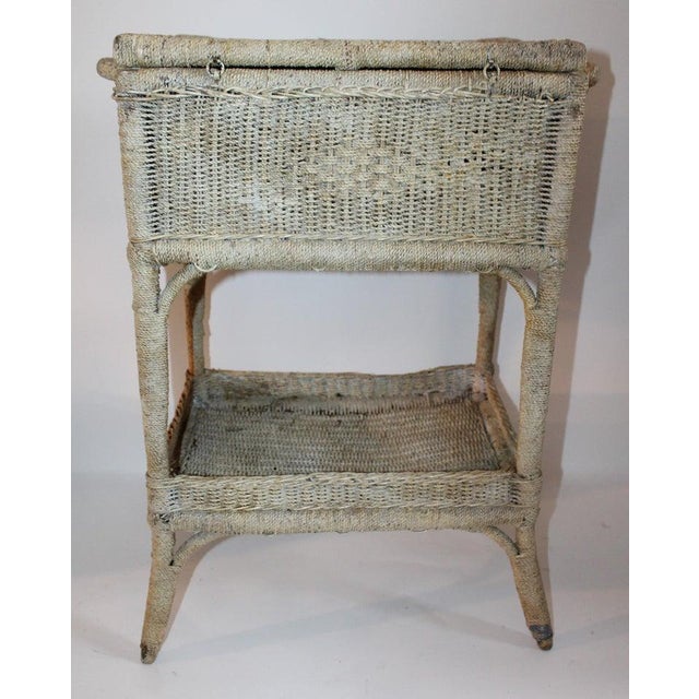 Textile Early 20th Century Original Painted Sea Grass Side Table For Sale - Image 7 of 9