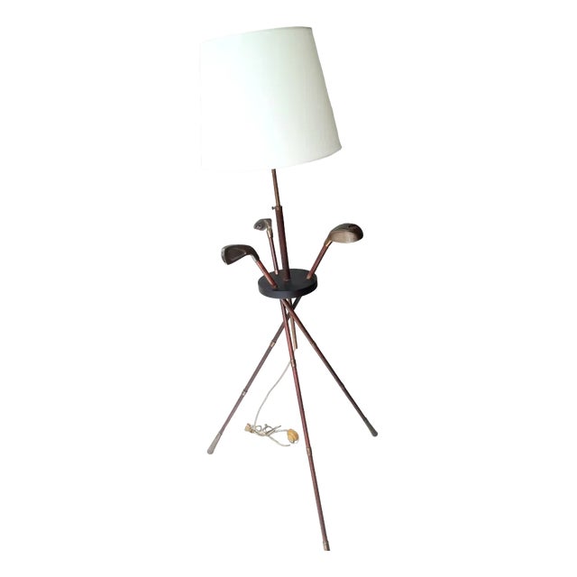 Golf Floor Lamp attributed Jacques Adnet, 1940s For Sale