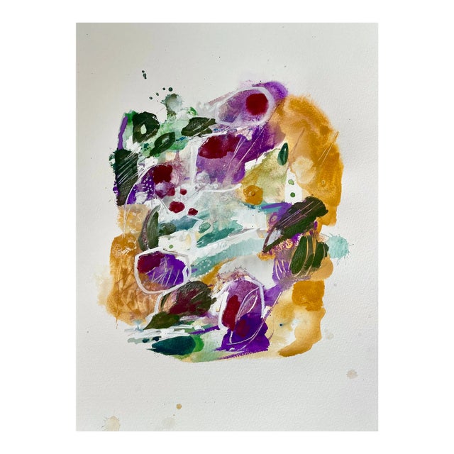 Original Abstract Botanical Watercolor ‘’Pinot and Chards’’ by Michele Zuzalek For Sale