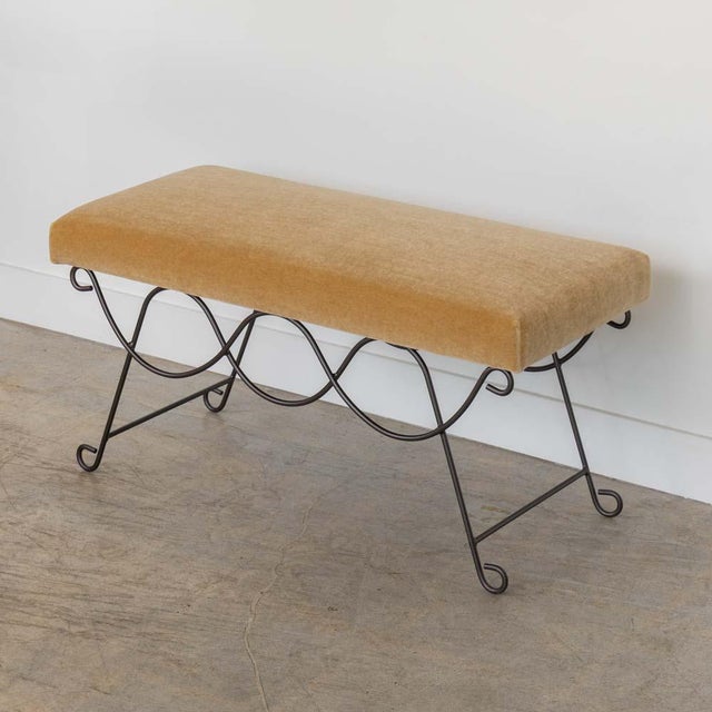 Panoplie Iron Double Loop Bench, Camel Mohair For Sale - Image 10 of 12