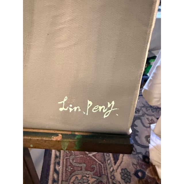 1960s Oil Painting Titled "Eluna Goddess. Of the Moon" Signed Lin Peny 21x30 For Sale - Image 4 of 6
