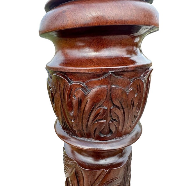 Early American Antique Federal Period Mahogany Acanthus & Pomegranate Carved Bed For Sale - Image 9 of 10