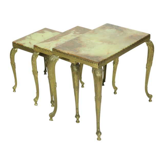 Hollywood Regency Nesting Tables in Onyx and Marble, 1950s, Set of 3 For Sale - Image 15 of 17