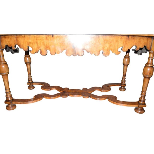 19th Century 19th Century Italian Marquetry Inlaid Walnut Table With Scalloped Apron For Sale - Image 5 of 9