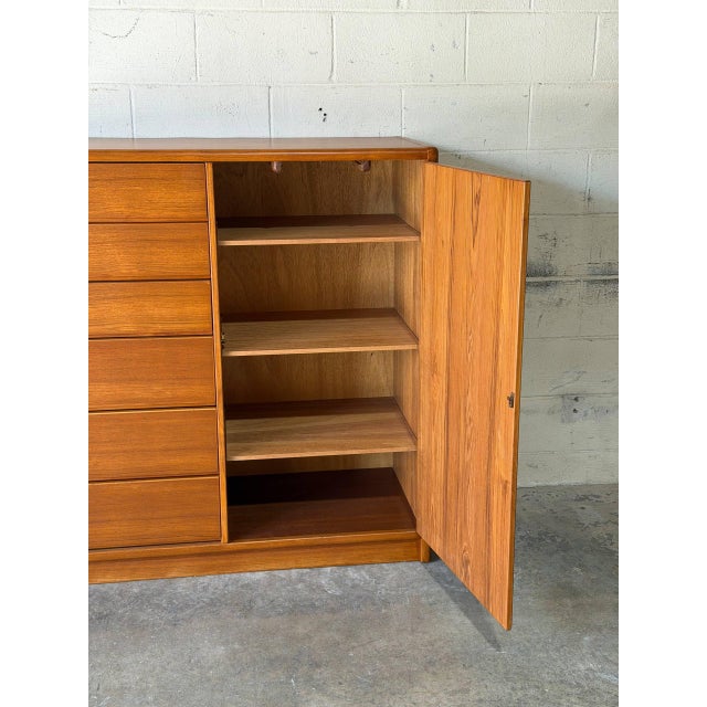 Teak Tall Dresser With 6-Drawers and Interior Shelving Danish Mid-Century Modern 1970s For Sale - Image 12 of 12
