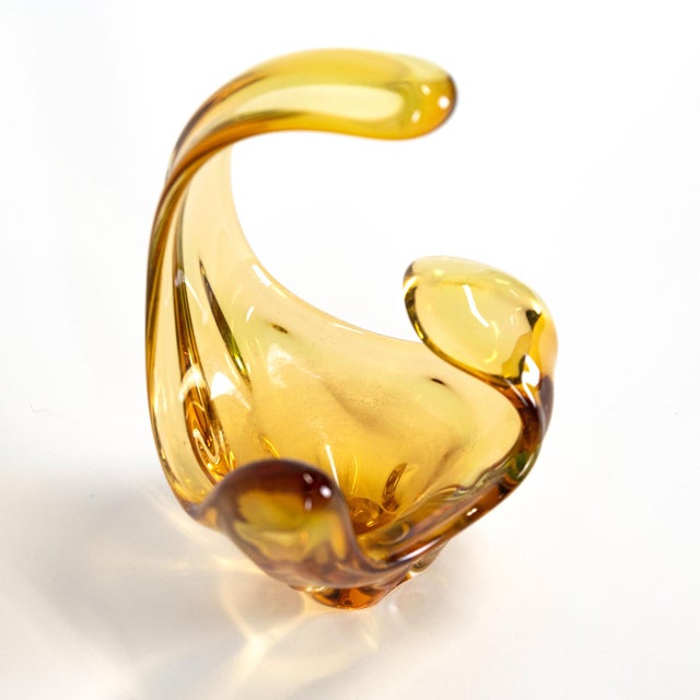 1960s Bohemian / Czech Amber Art Glass Sculpture Attributed to Mstisov Glass For Sale - Image 4 of 7