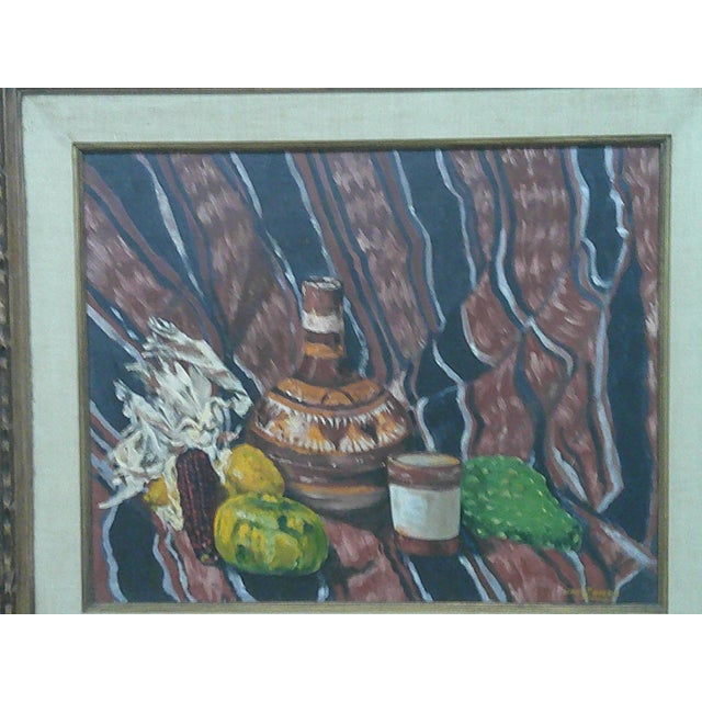 Mid-Century Modern Vintage Mid‑Century Modern Still Life With Earthenware and Gourds For Sale - Image 3 of 8