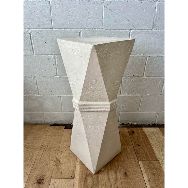 Postmodern 1980s Postmodern Faceted Plaster Pedestal or Sculpture Stand For Sale - Image 3 of 9