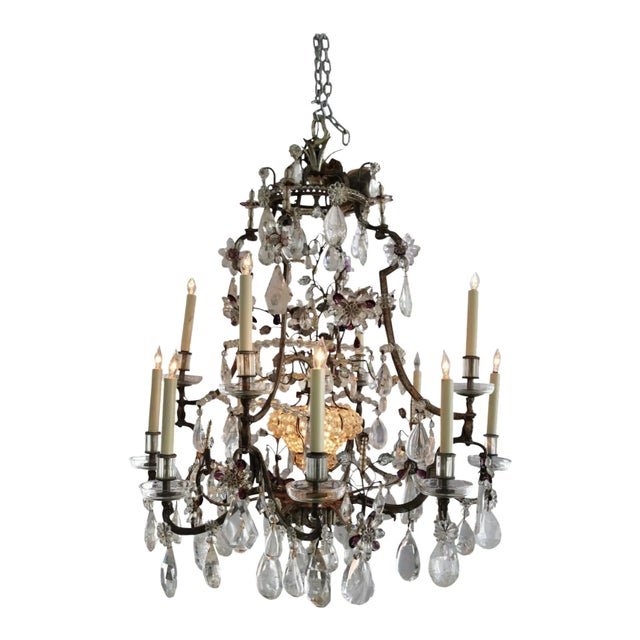 Metal Maison Bagues Rock Crystal Chandelier For Sale - Image 7 of 15
