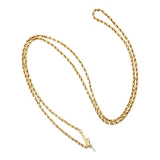 Late 20th-Century 14 Karat Yellow Gold 20" Diamond Cut Rope Chain For Sale