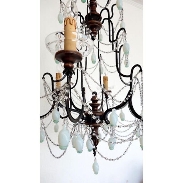 Metal, Wood and Murano Glass Fruit 6-Light Chandelier, 1920s For Sale - Image 10 of 12