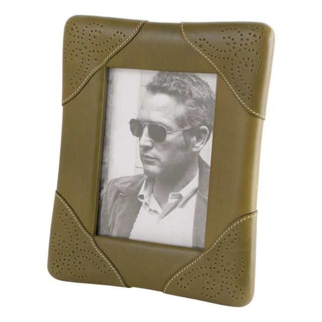 Gucci, Italy Leather Picture Frame with Pierced Design, circa 1970 For Sale