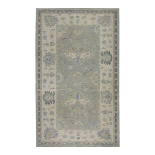 Green Handwoven Turkish Oushak Runner 3'11" X 7'4" For Sale