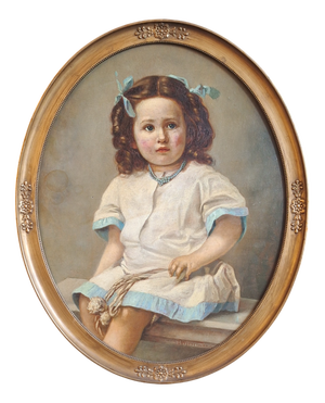 Wiesemann, Girl in a White and Blue Dress, 1910s, Oil on Panel, Framed