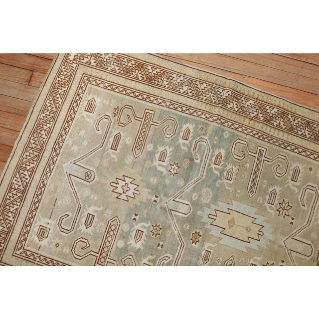 Traditional Early 20th Century Light Green Perpedil Rug - 3'3" x 4'2" For Sale - Image 3 of 8