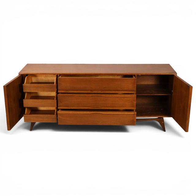 Brown Tobago Vintage Mid Century Modern Lowboy Dresser C. 1960s, Attributed For Sale - Image 8 of 14