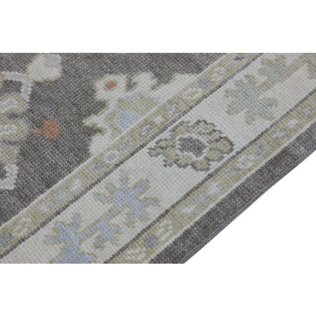 Modern Gray Handwoven Turkish Oushak Runner 2'6" X 11'2" For Sale - Image 3 of 8