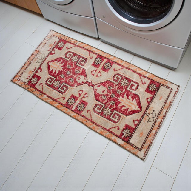 Textile Hand Knotted Door Mat, Entryway Rug, Bath Mat, Kitchen Decor, Small Rug, Turkish Rug - 1′7″ × 3′3″ For Sale - Image 7 of 14