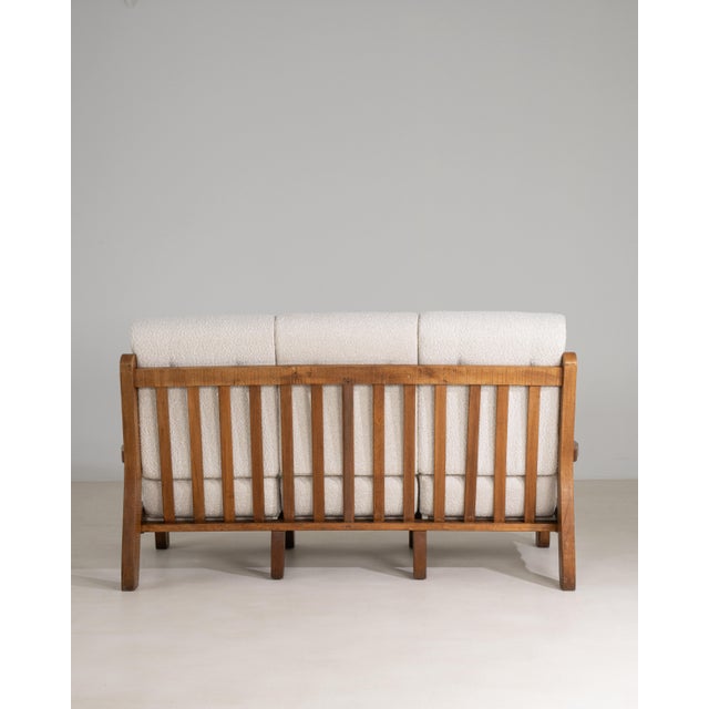 Brutalist Brutalist Oak Upholstered Sofa, Antique, Belgium, Circa 1970 For Sale - Image 3 of 16