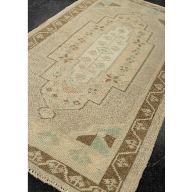Textile Turkish Mini Rug Oriental Hand Knotted Vintage Rug 1'9" x 3'3" #21074 For Sale - Image 7 of 8
