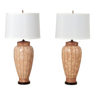 Mid Century Tessellated Marble Table Lamps For Sale