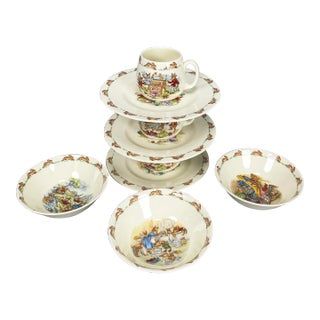 Vintage Royal Doulton Bunnykins Porcelain Child's Plate Bowl Cup Set- 9 Pieces For Sale