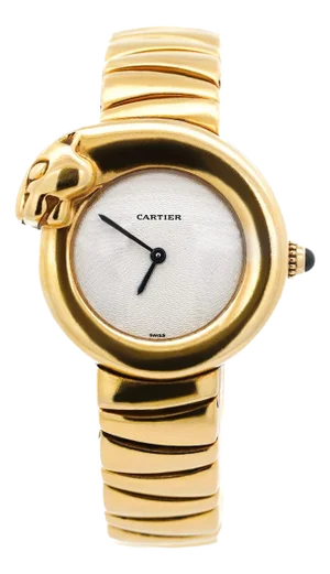 1990s Cartier 1925 Panther Bezel 18k Yellow Gold 28mm Ref 2325 Watch
