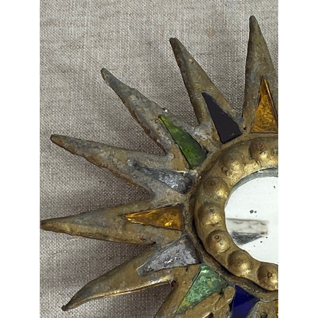 Metal Sunburst Mirror in Lead in the style of Line Vautrin, 1960s For Sale - Image 7 of 17