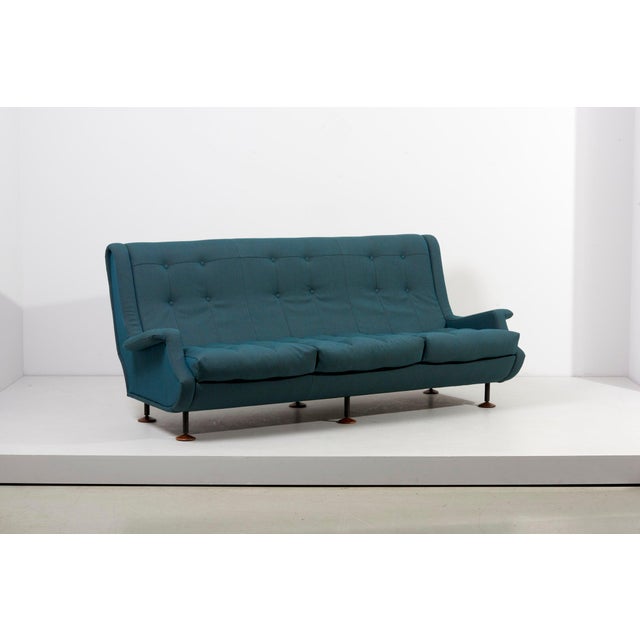 Marco Zanuso Regent 3-seater for Arflex, Italy, 1960s. The piece is on walnut glides and newly upholstered in Kvadrat...