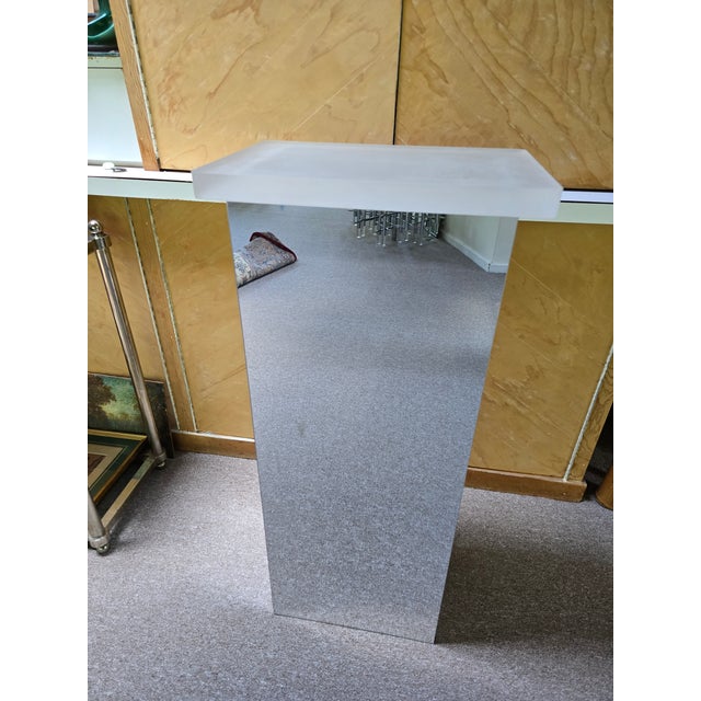 Mid Century Modern Custom Mirrored Pedestal For Sale - Image 4 of 9