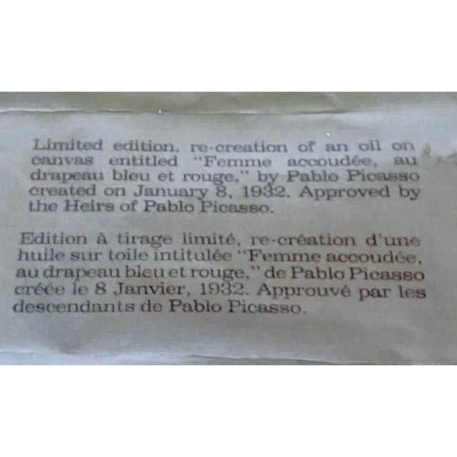 1980s Pablo Picasso "Femme Accoudee Au Drapeau Bleu Et Rouge" Framed Lithograph Limited Edition For Sale - Image 11 of 18