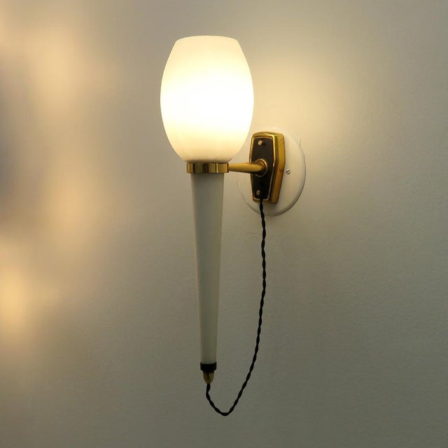 Glass Torch Wall Light by Stilnovo, 1950 For Sale - Image 9 of 10