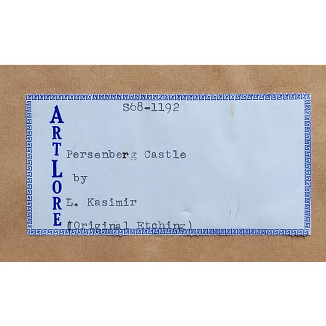 Printmaking Materials Etching of Persenberg Castle (Austria) by Luigi Kasimir (1881-1962) For Sale - Image 7 of 12