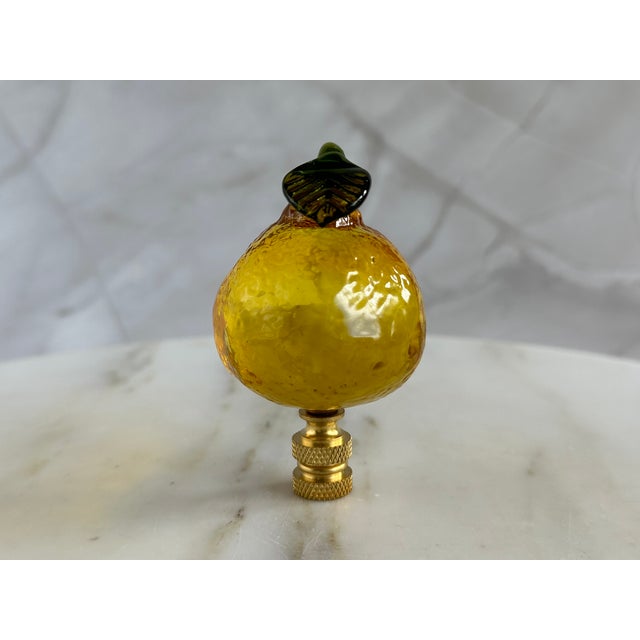 Traditional Yuzu Lemon Glass Lamp FInial on Brass Hardware For Sale - Image 3 of 9