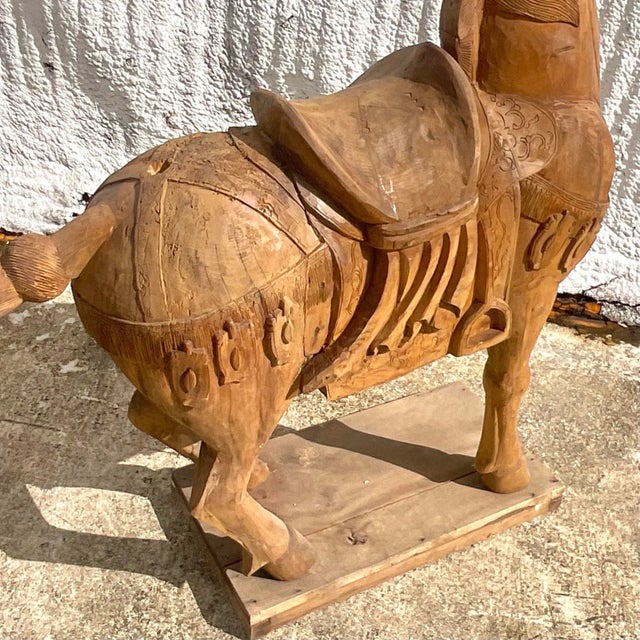 Vintage Carousel Boho Carved Wooden Horse For Sale In West Palm - Image 6 of 12