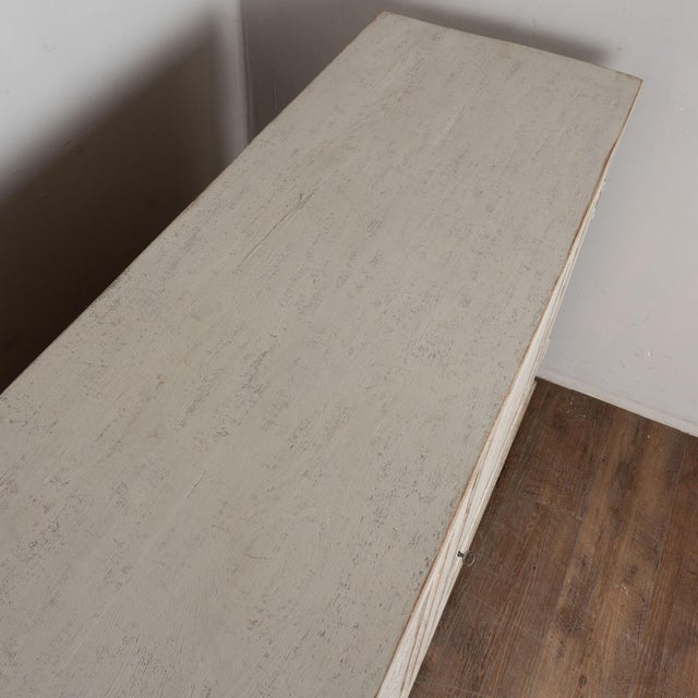 Wood Pair 19th Century Swedish White Painted Pine Sideboards With Fluted Doors For Sale - Image 7 of 16
