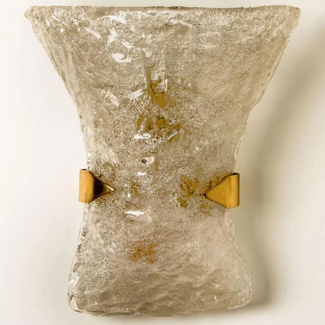 Metal Textured Murano Glass Brass Sconces, 1960s, Set of 2 For Sale - Image 7 of 13