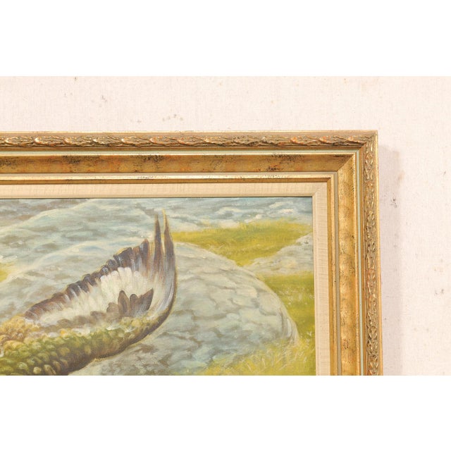 Swedish Painting of a Hawk W/Rabbit, 1950's For Sale - Image 11 of 12